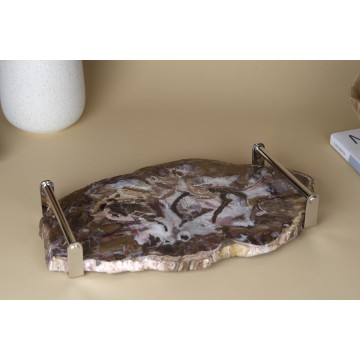 Petrified wood table tray