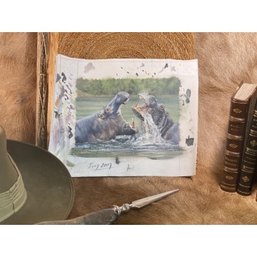 Hipo fighting oil painting...